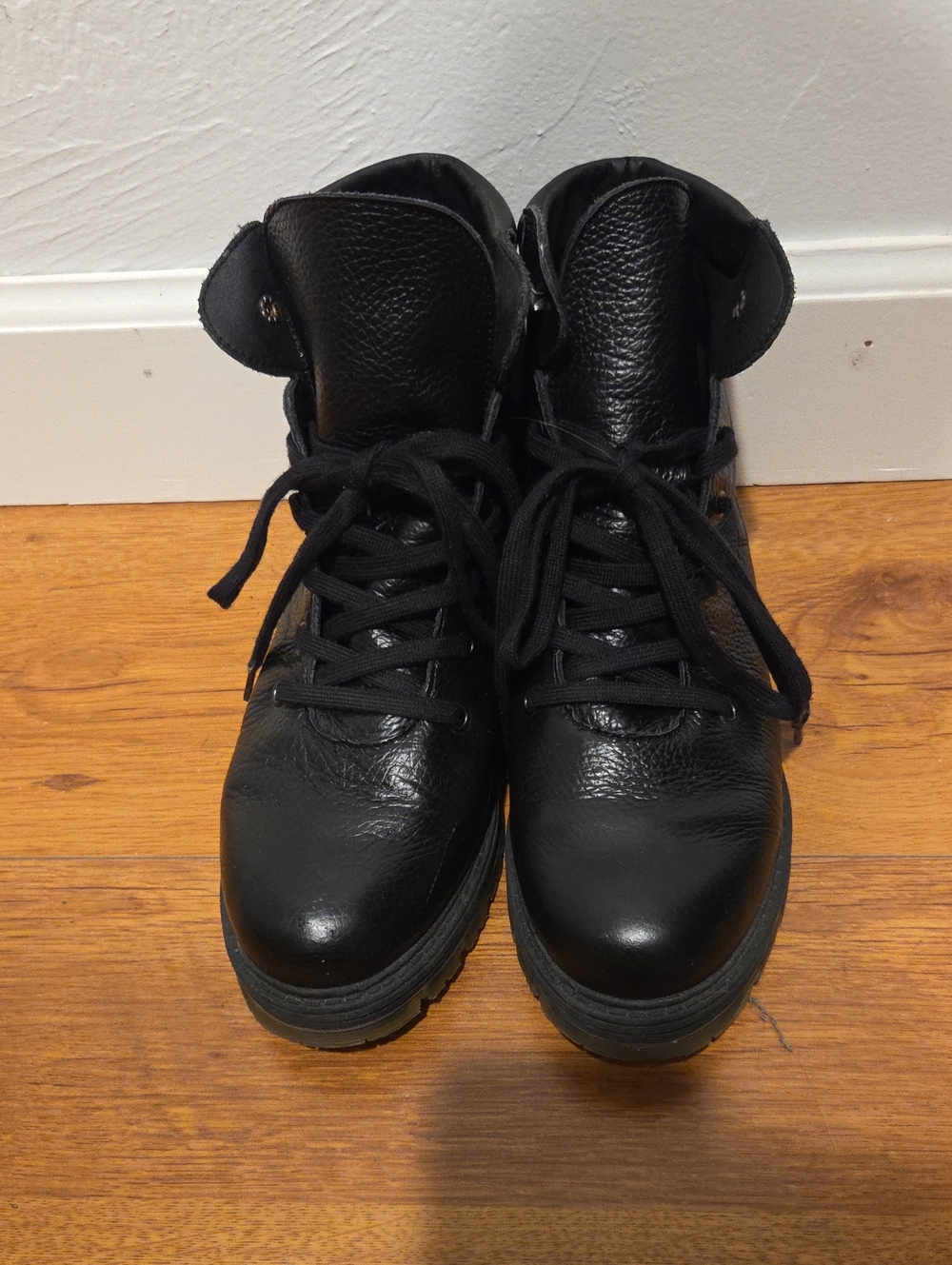 Black Leather Lace Up Boots